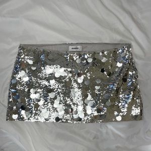 Danielle Guizio silver paillette skirt